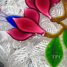 John Deacons Glass Art Paperweight Flamework Fuchsia on Upset White Muslin Lace