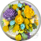 David Graeber 2025 Glass Art Paperweight Orb All Over 360° Flamework Flower Bouquet Purple Lilac, Yellow Roses, Daisies and More