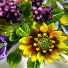 Ken Rosenfeld 2024 Glass Art Paperweight Large Flamework Flower Bouquet on Opaque White Ground