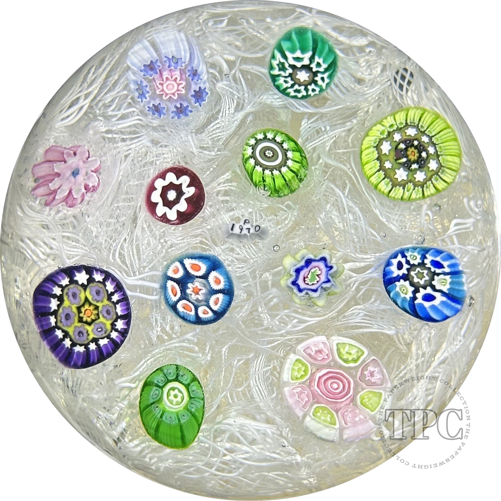 Perthshire Paperweights 1970 PP11 Glass Art Paperweight Spaced Complex Millefiori