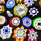 Peter McDougall Miniature Glass Art Paperweight PCA 2005 Closepack Millefiori on Black