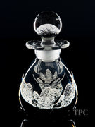 Caithness Glass Art Paperweight Bottle White Crimp Flower