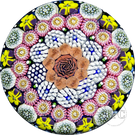 Michael Hunter Twists Studio 2024 Glass Art Paperweight Concentric Millefiori with Pansies