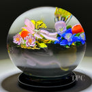 Mayauel Ward 2023 Glass Art Paperweight Flamework Flowers with Footed Black Ground