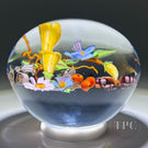 Mayauel Ward 1996 Glass Art Paperweight Flamework Floral Botanical with Monarch Butterfly