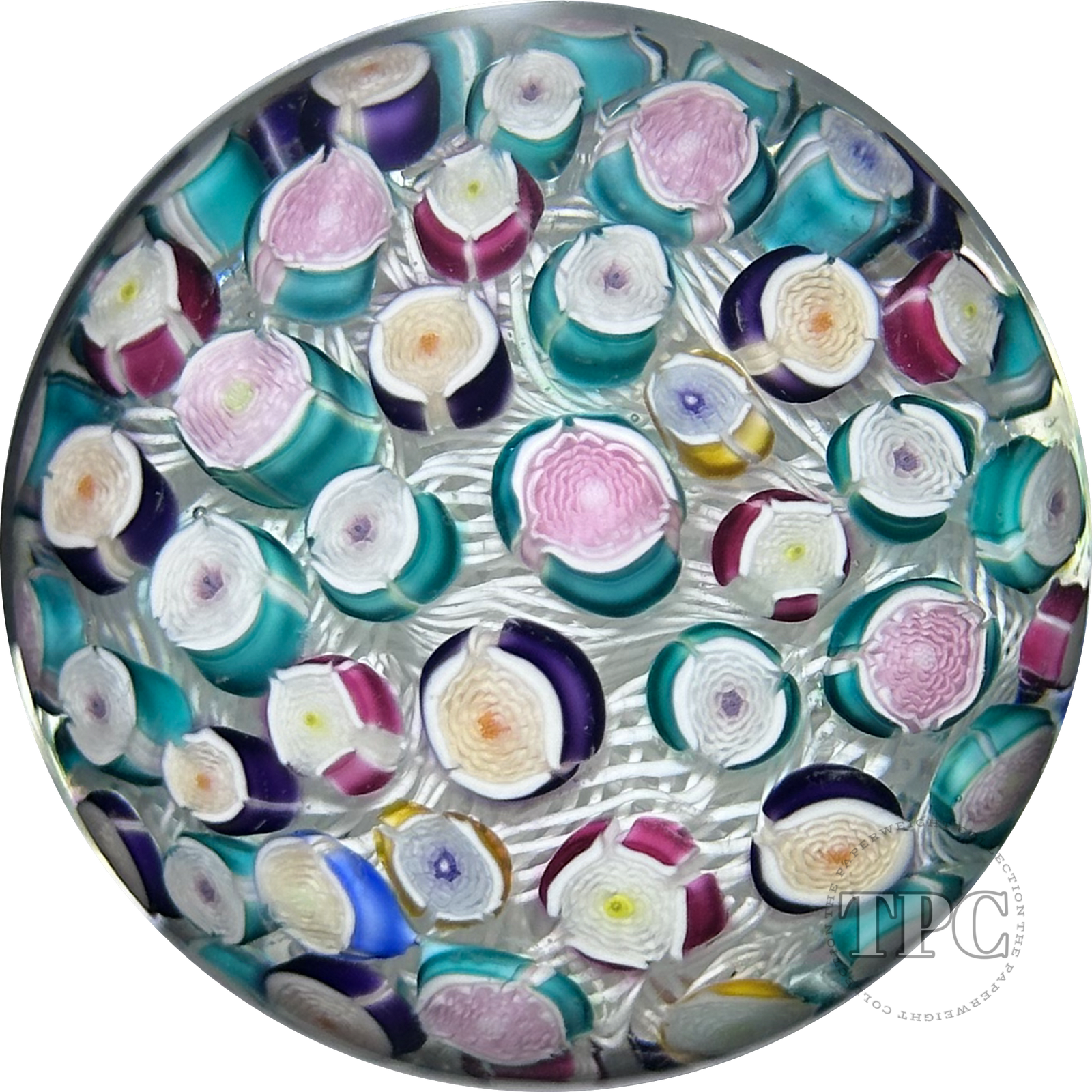 Miniature John Deacons Glass Art Paperweight Cascading Rose Cane Closepack