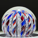 John Deacons 2004 Glass Art Paperweight Red, White and Blue Crown