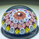 Michael Hunter Twists Studio 2024 Glass Art Paperweight Concentric Millefiori with Pansies