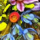 Ken Rosenfeld 2025 Glass Art Paperweight Double-Sided Flamework Flower Bouquet