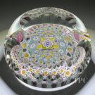 Damon MacNaught 2023 Faceted Glass Art Paperweight Complex Concentric Millefiori with White Filigree Torsade