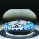 Richard Loesel x Renaud De Putter 2024 Glass Art Paperweight Hand-Painted Roman God Janus with Blue Ribbon Torsade