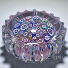 John Deacons Glass Art Paperweight Complex Millefiori Closepack on Lilac Ground