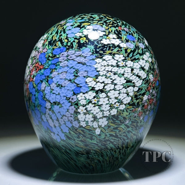 Peter Razos Peter Raos 1999 Glass Art Paperweight Monet's Garden with Colorful Mil