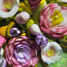 Cathy Richardson 2024 Glass Art Paperweight Flamework Pink and Purple Bouquet 1 of 1