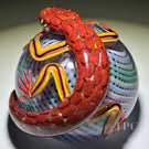Michael Hunter 2023 Glass Art Paperweight Roses Clad Lizard on Pastel Reticello Crown