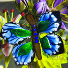 Ken Rosenfeld 2026 Glass Art Paperweight Flamework Hovering Butterfly with Wildflowers Flowers