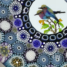 Michael Hunter 2025 Glass Art Paperweight Cylinder Gouldian Finch Closepack