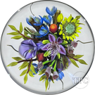 Ken Rosenfeld 2025 Glass Art Paperweight Double-Sided Flamework Flower Bouquet