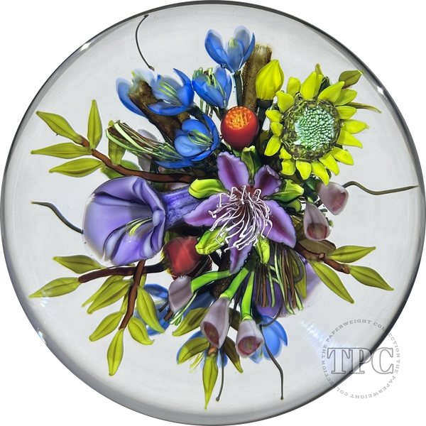 Ken Rosenfeld 2025 Glass Art Paperweight Double-Sided Flamework Flower