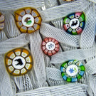 Perthshire 1989 Glass Art Paperweight Spaced Complex Millefiori on Upset White Muslin Lace Ground PP11