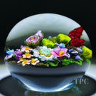 Ken Rosenfeld 2024 Glass Art Paperweight Flamework Flower Bouquet With Pink and Yellow Roses
