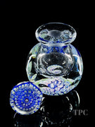 St. Kilda Glass Art Paperweight Bottle Concentric Millefiori on Blue