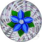 John Deacons Glass Art Paperweight Flamework Clematis Flower on Pink & White Pinwheel Crown