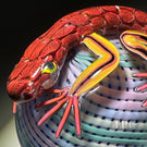 Michael Hunter 2023 Glass Art Paperweight Roses Clad Lizard on Pastel Reticello Crown