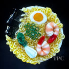 Aaron Rovner Buck 2024 Glass Art Sculptural Paperweight Large Loaded Bowl of Ramen