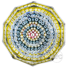 Whitefriars 1976 Brick Faceted Glass Art Paperweight with Colorful Concentric Millefiori