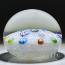Perthshire 1980 Glass Art Paperweight Spaced Complex Millefiori on Upset White Muslin Ground PP11