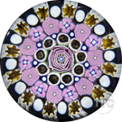 Damon MacNaught 2024 Glass Art Paperweight Concentric Complex Millefiori w/ Large Rose Center