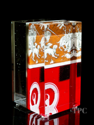 Damon MacNaught 2025 "Dualities #1" Glass Art Sculpture Slip Transfer Decorated & Coldworked