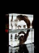 Damon MacNaught 2025 "Dualities" Diptych Self Portrait Glass Art Sculpture Slip Transfer Decorated & Coldworked