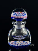 John Deacons Glass Art Paperweight Bottle Concentric Millefiori on Green