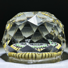 Whitefriars Fancy Faceted Glass Art Paperweight with Colorful Concentric Millefiori