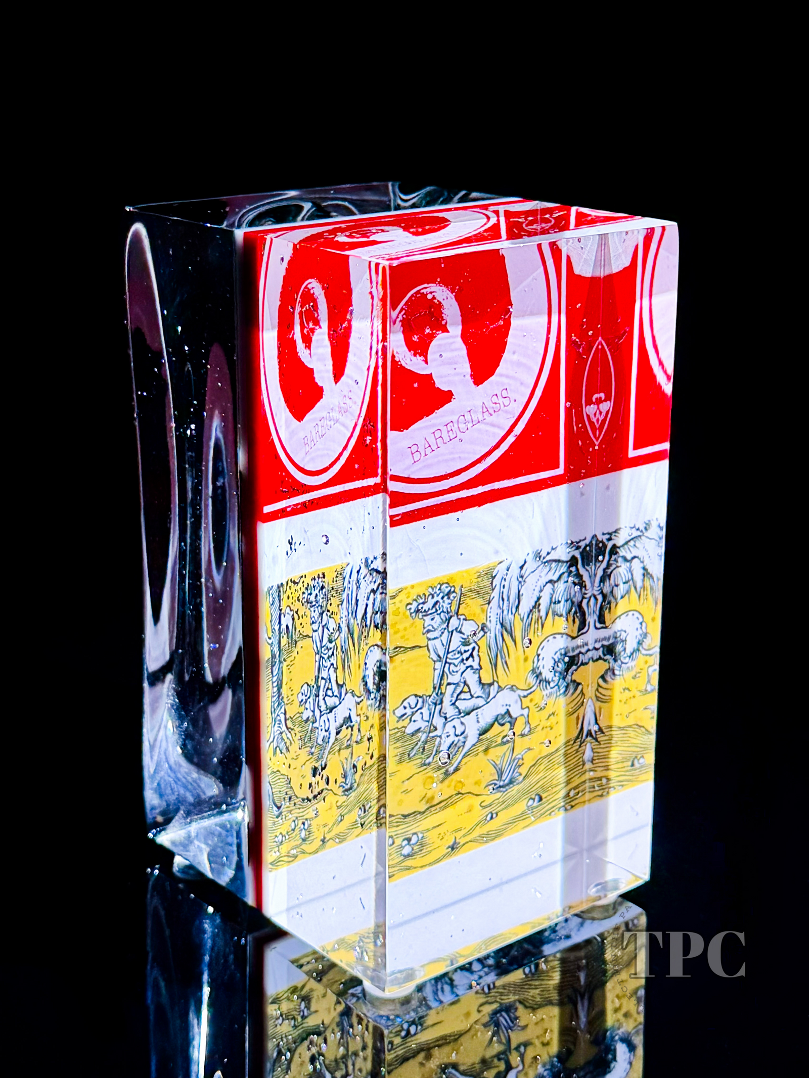 Damon MacNaught 2025 "Dualities #2" Glass Art Sculpture Slip Transfer Decorated & Coldworked