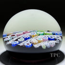 John Deacons Glass Art Paperweight Millefiori and Parallel White Filigree Twists