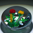 Rare Harv Harris 1997 Glass Art Paperweight Flamework Flower Bouquet