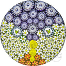 Michael Hunter 2023 Glass Art Paperweight Composited Complex Millefiori Owl Pattern with Daisies, Roses & Bird Murrine