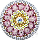 Miniature Michael Hunter Twists Studio 2024 Glass Art Paperweight Concentric Millefiori with Gouldian Finch Murrine