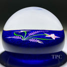 John Deacons 2002 Glass Art Paperweight Flamework Flower Bouquet on Blue