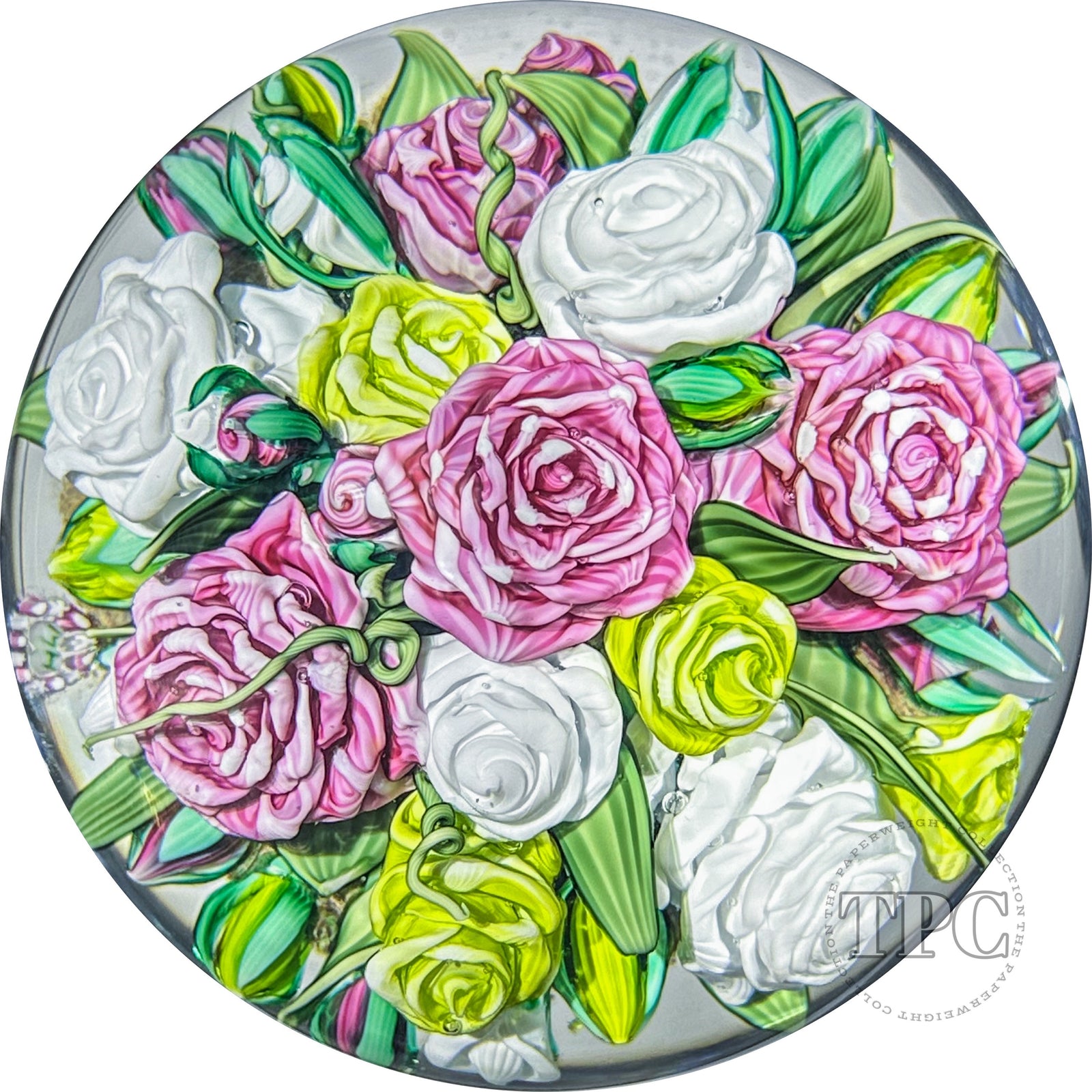 Super Magnum Mickael Hingant 2023 Glass Art Paperweight Flamework Rose Bouquet