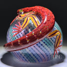 Michael Hunter 2023 Glass Art Paperweight Roses Clad Lizard on Pastel Reticello Crown