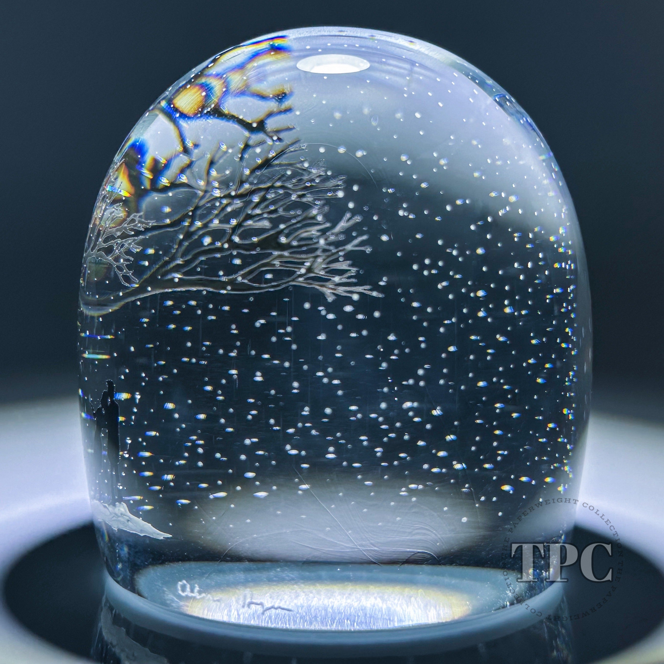 Alison Ruzsa 2023 Glass Art Sculpture Hand-Painted Enamels Winter Walk