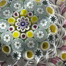 Damon MacNaught 2023 Faceted Glass Art Paperweight Complex Concentric Millefiori with White Filigree Torsade