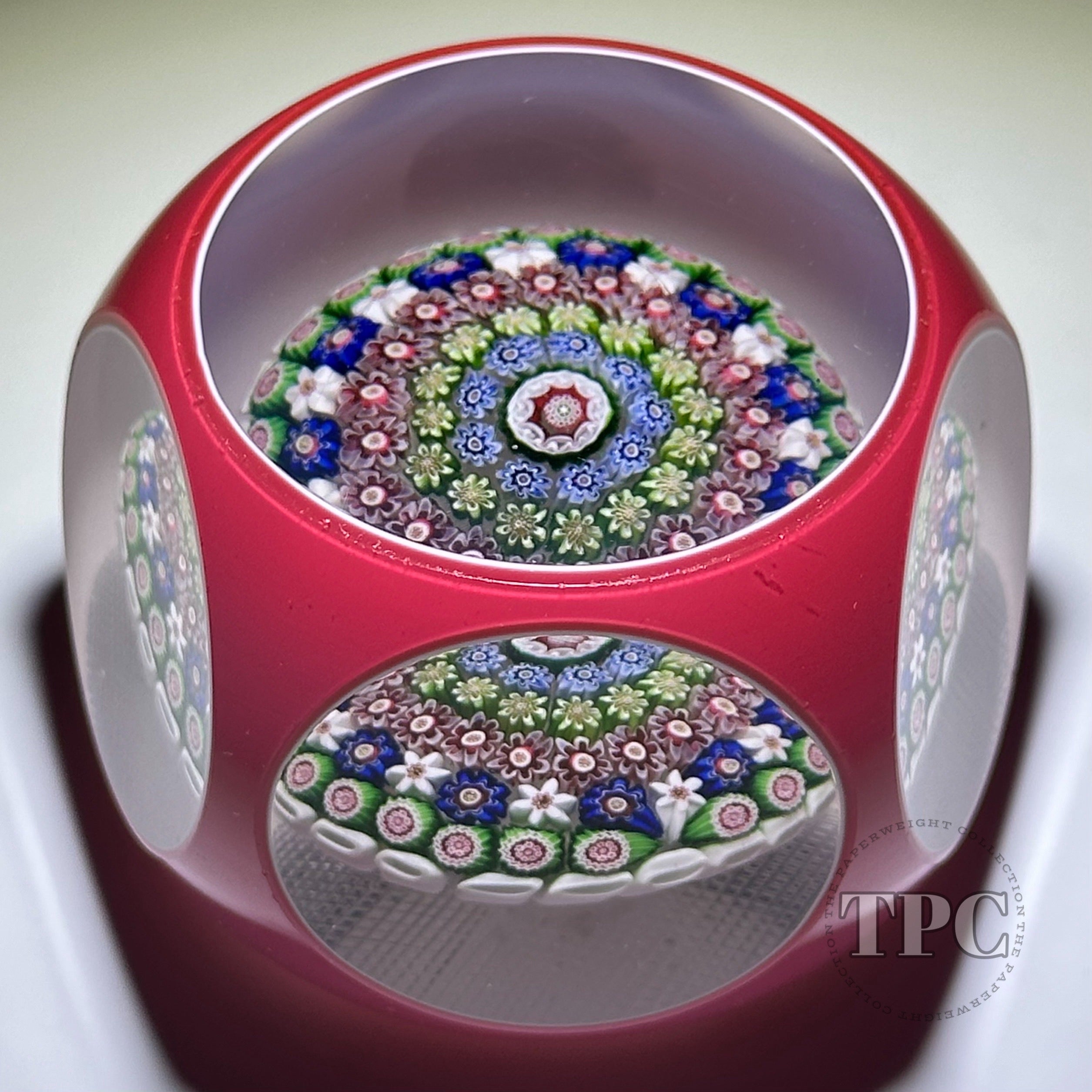 Rare Antique Clichy Glass Paperweight Faceted Pink Double