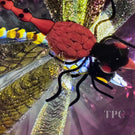 Gordon Smith 2024 Glass Art Paperweight Flamework Dragonfly Over Star-Cut Fuchsia Colored Ground