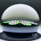Paul Ysart Glass Art Paperweight Complex Millefiori Composite Butterfly on Dark Green