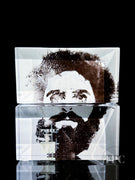 Damon MacNaught 2025 "Dualities" Diptych Self Portrait Glass Art Sculpture Slip Transfer Decorated & Coldworked